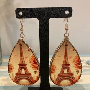 Hand Crafter Eiffel Tower Teardrop Earrings